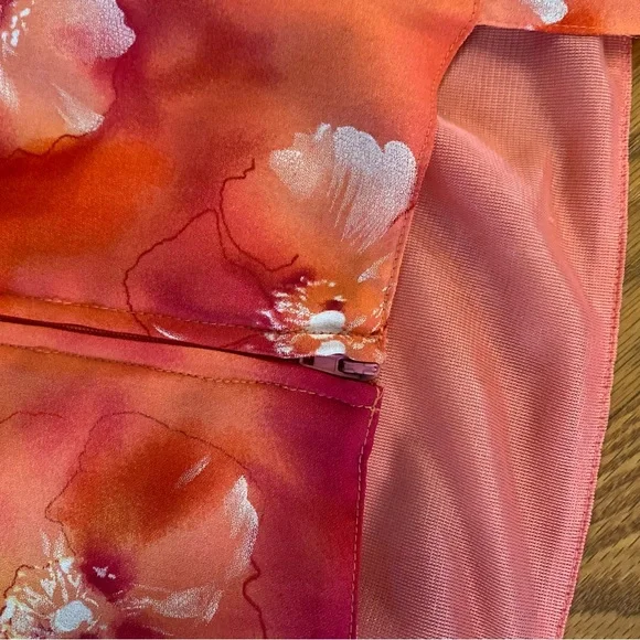 Reformation Vintage 90’s Y2K Floral Bright Barbie Pink Dress Chiffon Slip Dress